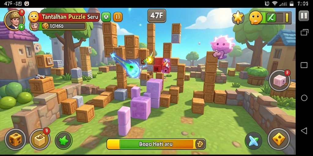 Tampilan gameplay menantang dari 47F dengan berbagai puzzle.