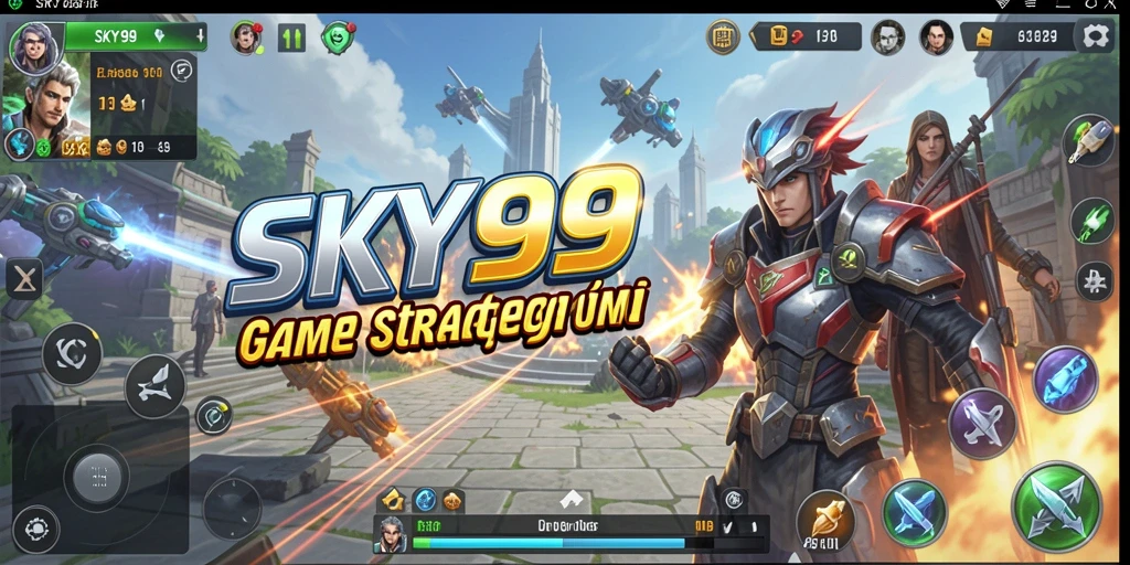 Screenshot gameplay SKY99 menunjukkan pertempuran strategis yang mendebarkan.