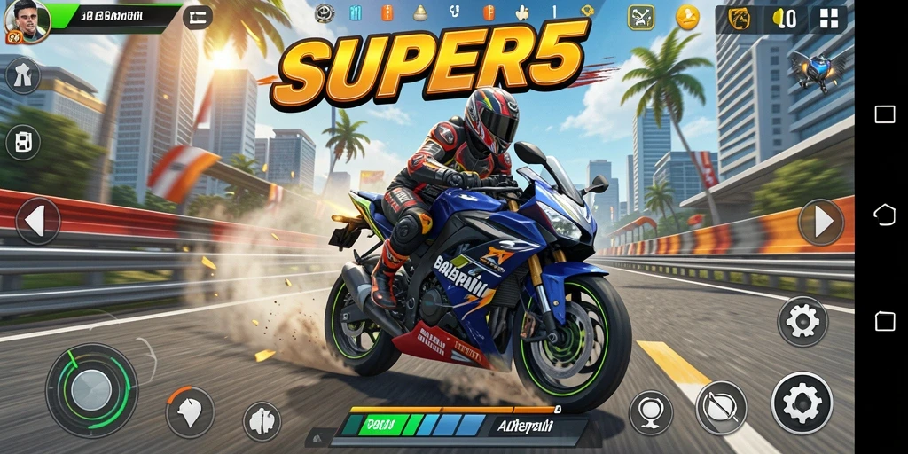 Gameplay seru dalam balap motor dengan Grafis menakjubkan.