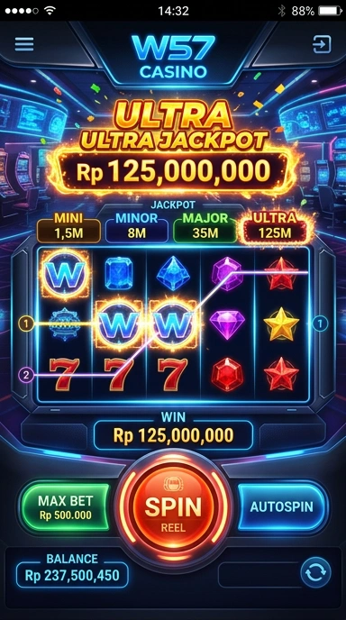 Tampilan antarmuka pengguna w57 yang modern dan menarik.
